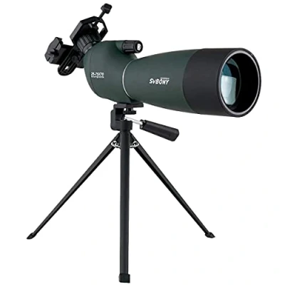 Abbildung von SVBONY SV28 Spektive mit Stativ, Jagd, 2575 x 70, abgewinkelt, wasserdicht, Reichweitenaufnahme, Telefonadapter, kompakt, für Zielschießen, Vogelbeobachtung, Wildtiere