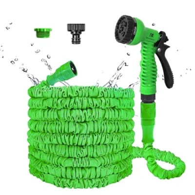 Abbildung von Flexibel Gartenschlauch 15M/50FT Wasserschlauch mit 7 Funktionen Brause erweiterbarer Schlauch Flexibler Rasen/Haustier/Autowäsche (50FT)