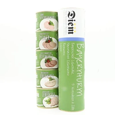 Abbildung von Bayernturm / 5 Dosen (Leberkäse, Bierwurst, Lyoner, Schinkenwurst, Hausmacher Leberwurst x 200g