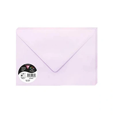 Abbildung von Clairefontaine 5862C Packung mit 20 Umschläge Pollen, Format C5, 162 x 229 mm, 120 g, ideal für Einladungen und Korrespondenz, Flieder, 1 Pack