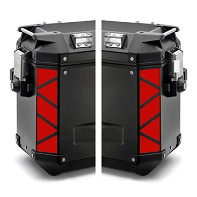 Abbildung von Reflektoren Aufkleber kompatibel mit Seitenkoffer GIVI TREKKER OUTBACK 48 37 ltr Motorrad (Rot)