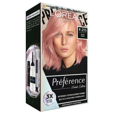 Abbildung von L&#039;Oréal Paris intensive dauerhafte Haarfarbe, Bis zu 8 Wochen glänzendes Haar und Farbe, Préférence Vivid Colors, Farbe: 9.213 ROSE GOLD, 1 Stück