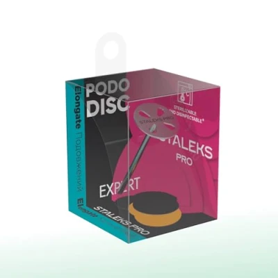 Abbildung von Staleks Pododisc EXPERT Pediküre Disk aus Edelstahl verlängert + 5 Einweg Klebepads 180 Grit, Durchmesser 15 mm