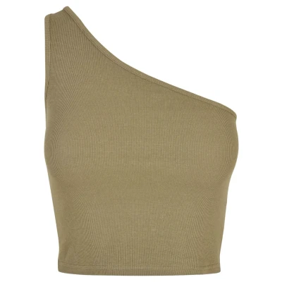 Abbildung von Urban Classics Cropped Asymmetric Top, Damen, Größe: Large, Khaki