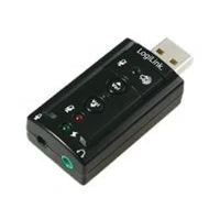 Abbildung von LogiLink USB 2.0 Soundkarte mit Virtual 7.1 Soundeffekt bietet die Möglichkeit Lautsprecher, Mikrofon, Head Set oder IP Telefon Ihrem PC zu verbinden (UA0078)