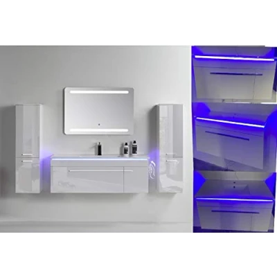Abbildung von Passion Badmöbel Sona 120 cm 5 Teilig Hochglanz Weiss LED Funktion