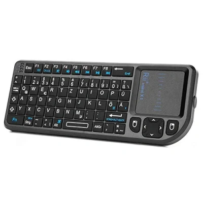 Abbildung von Rii X1 Mini Tastatur Wireless, Kabellos mit Touchpad, Keyboard für Smart TV Fernbedienung/PC/PAD/Xbox 360/ PS3/Google Android Box/HTPC/IPTV (De Layout)
