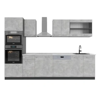 Abbildung von Vicco Küchenzeile R Line, Beton/Anthrazit, 300 cm mit Hochschrank, AP Marmor