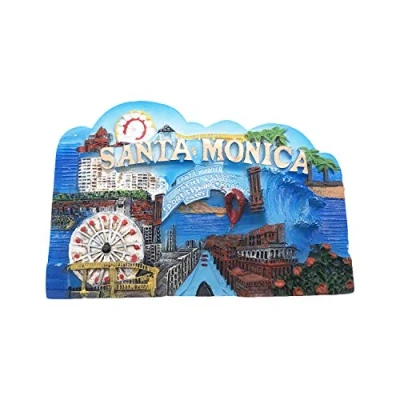 Abbildung von Santa Monica 3D Los Angeles USA Kühlschrankmagnet Tourist Travel Souvenirs Handgemachte Harz Handwerk Magnetische Aufkleber Home Küche Dekoration Sammlung Geschenk