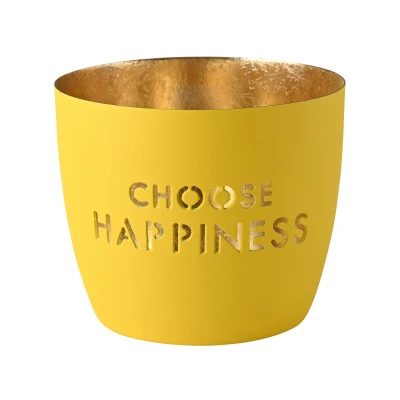 Abbildung von Giftcompany Windlicht Madras Choose happiness M Gelb, Gold, H 8.5 cm