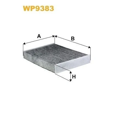 Abbildung von WIX FILTERS WP9383 Innenraumfilter Aktivkohlefilter 259mm 191mm 38mm RENAULT: GRAND SCENIC 3, MEGANE 3 Grandtour, OPEL: Vivaro B Combi