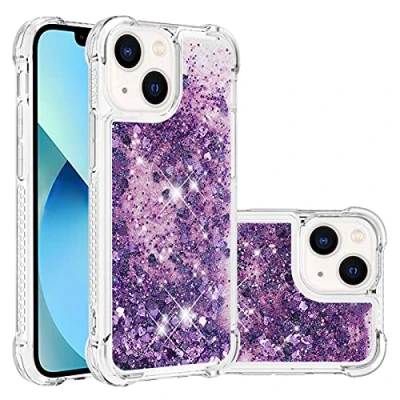 Abbildung von KBIKO zxl Kompatibel mit iPhone 14 Glitzer Handyhülle, Glitter Hülle Flüssig Treibsand Case Leicht Silikon TPU Bumper Schutzhülle Mädchen Frauen für 14.Purple YBL