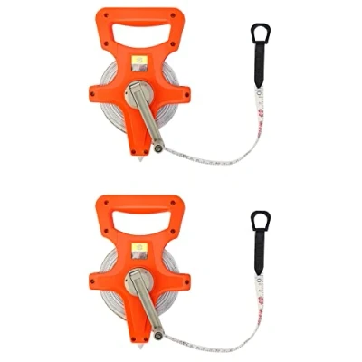 Abbildung von QWORK Glasfaser Maßband, offenes Rollband für Ingenieure, beidseitige Skala, 1,27 cm x 30,4 m, Orange, 2er Pack