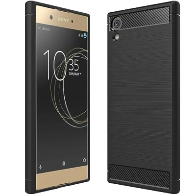 Abbildung von ebestStar Hülle für Sony Xperia XA1 Plus Plus/Dual, Silikon Handyhülle Cover, Carbon Fiber Texture Schutzhülle, Schwarz