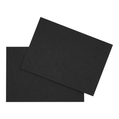 Abbildung von DIN A6 Karten Set Blanko zum Basteln und Selbstgestalten wahlweise mit runden Ecken oder Vintage Kontur 300 g/m² Kraftpapier Graspapier Tonkarton Fotokarton (Schwarz eckig, 25 Karten)