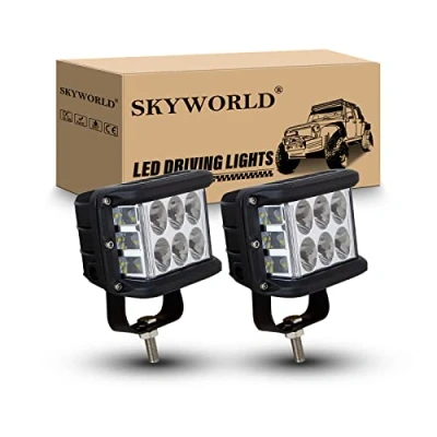 Abbildung von SKYWORLD LED Arbeitsscheinwerfer, 2Pcs 4 Zoll 60W Spot Strahler offroad beleuchtung 12V 24V für Auto SUV ATV Traktor LKW 4x4 6000K Weiß Nebelscheinwerfer Licht Off Road Fahrlicht