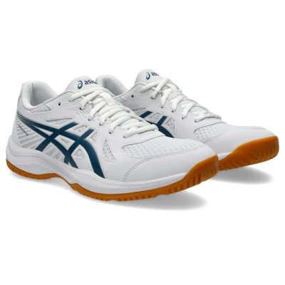 Abbildung von Asics Upcourt 6 Handballschuh, Herren, Größe: 43.5, White/vintage indigo Lederimitat/textil