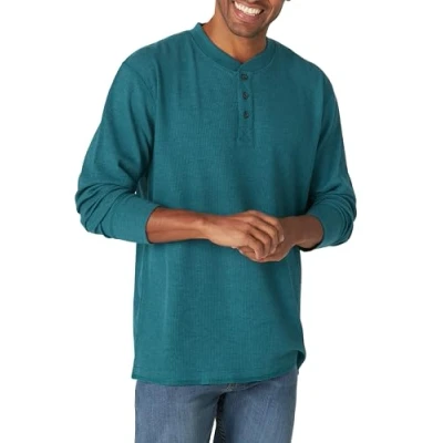 Abbildung von Wrangler Authentics Herren Long Sleeve Waffle Henley Hemd, Atlantic Deep Heather, Klein
