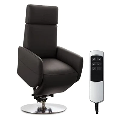 Abbildung von Cavadore TV Sessel Cobra / Fernsehsessel mit 2 E Motoren, Akku und Aufstehhilfe Relaxfunktion, Liegefunktion Ergonomie L 71 x 112 82 Echtleder Mokka