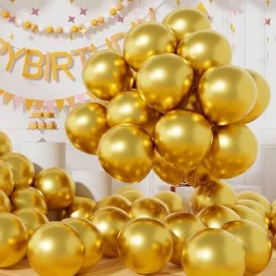 Abbildung von AULE Luftballons Gold Metallic Helium: 50 Stück 12 Zoll Luftballon Goldene Ballons Latex Geburtstagsdeko für Graduation Jahrestag Junggesellenabschied Geburtstag Deko