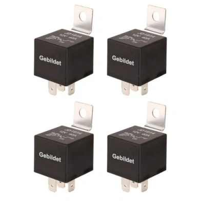 Abbildung von Gebildet Standard Auto Relais, 12V 40A SPDT 5 Polig Fahrzeug Motor KFZ Relais mit Freien Sicherungen, Umschalt Pin, Pack of 4