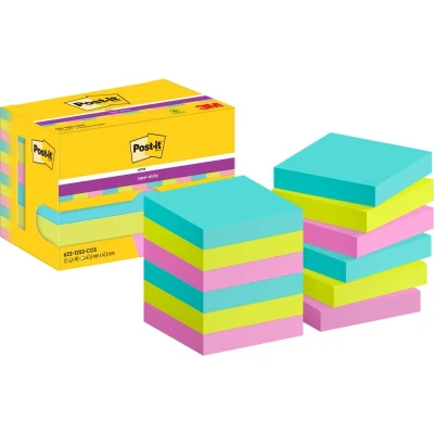Abbildung von Karten POST IT Super Sticky, 47,6x47,6mm, 12x90 Karten, Cosmic Palette 1 PA