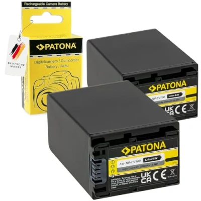 Abbildung von PATONA 2X Akku Ersatz für Sony NP FV100 FV50 FV30 FV70 FV90 Batterie Kompatibel mit HDR CX110 CX170 CX300 CX550 HC3 HC7 XR150 XR350