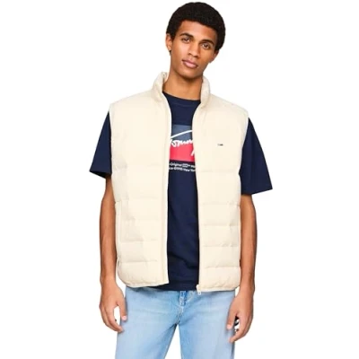 Abbildung von Tommy Jeans Herren Weste Light Down Vest Steppweste, Elfenbein (Newsprint), M