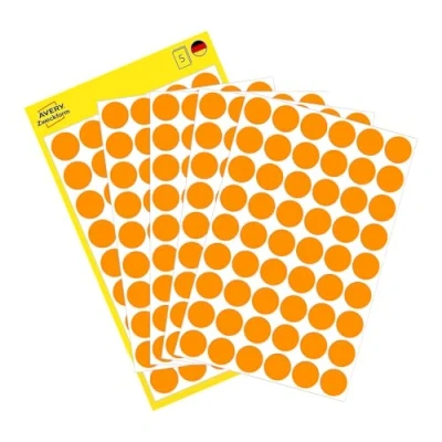 Abbildung von AVERY Zweckform 3148 selbstklebende Markierungspunkte (Ø 12 mm, 270 Klebepunkte auf 5 Bogen, runde Aufkleber für Kalender, Planer und zum Basteln, Papier, matt) neonorange