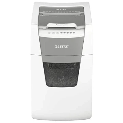 Abbildung von Leitz IQ Autofeed Office Aktenvernichter CH, Mikroschnitt P5, 150 Blatt, 44l Abfallbehälter, mit Schweizer Netzstecker, Weiß, 80142000