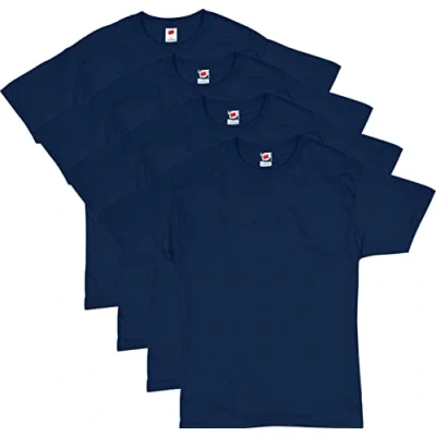 Abbildung von Hanes Essentials Herren T Shirt Pack, Kurzarm Tees, Crewneck Baumwolle Shirts für Männer, Vorteilspack, Marineblau, Mittel