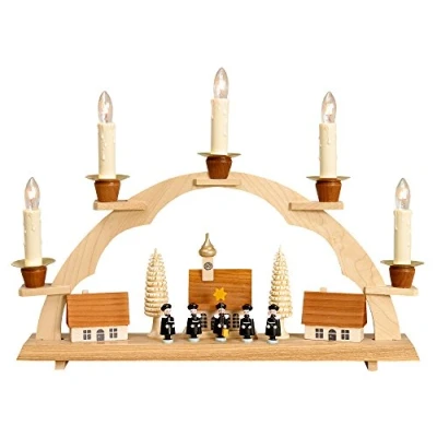 Abbildung von Rudolphs Schatzkiste Lichterbogen Schwibbogen mit Kurrende Natur elektrisch HxB 19,5x42cm NEU Fensterdekoration Dekoration Fensterbogen Erzgebirge Seiffen Weihnachten Holz