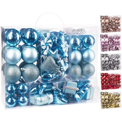 Abbildung von BRUBAKER Weihnachtsbaumkugel 77 teiliges Weihnachtskugel Set, Christbaumschmuck aus Kunststoff, Weihnachtsdekoration Baumkugeln