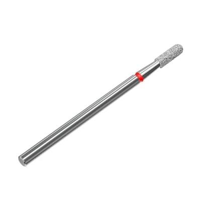 Abbildung von STALEKS PRO DIAMANT BIT ZYLINDER ABGERUNDET (ROTER RING) I AUFSATZ FÜR NAGELFRÄSER SCHLEIFAUFSATZ ELEKTRISCHE SCHLEIFGERÄTE NAIL DRILL APPARATIVE MANIKÜRE UND PEDIKÜRE (FA30R023/8)