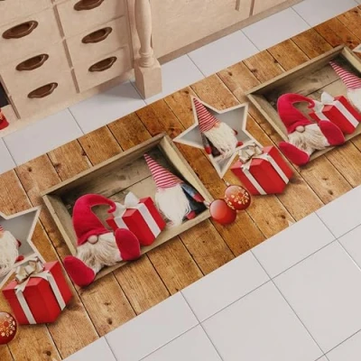 Abbildung von PETTI Artigiani Italiani TPCDN MS1680 6, Küchenläufer für Weihnachten, rutschfest und waschbar, 52 x 280 cm, Design Elfo 100% Made in Italy