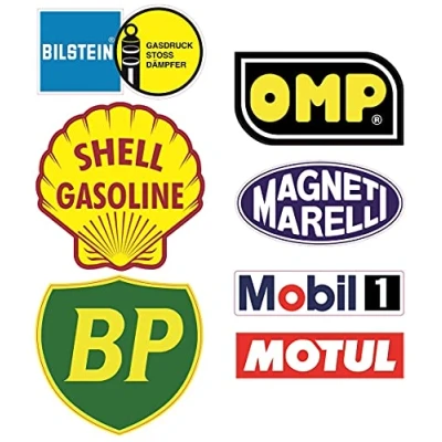 Abbildung von #875 / 7X UK Shell Aufkleber Set Öl Rally Racing Breite je ca. 6,5 cm Rennsport Oldtimer Vintage Retro Tuning Sticker Auto V8 Oldschool