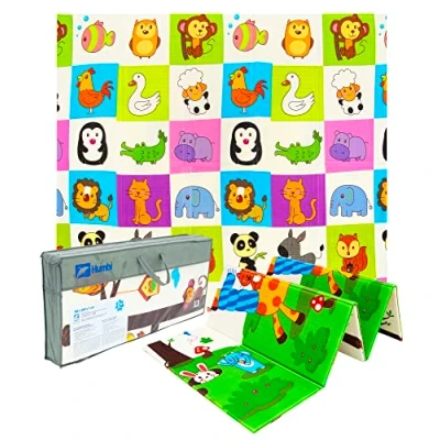 Abbildung von Humbi Thick 2 in 1 Lernmatte aus XPE Schaum 200x180 (Tiere/Giraffen)