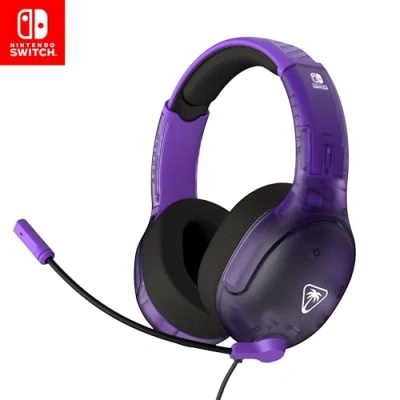 Abbildung von Turtle Beach Airlite Fit Ghost Lila Wired Gaming Headset Offiziell Lizenziert für Nintendo Switch, Lite und OLED Flip to Mute Mic, Over Ear Premium Komfort