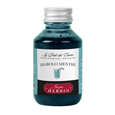 Abbildung von Herbin 17033T Tinteflakon 100 ml, für Federhalter, ideal Zeichen und Kalligraphie, Pfefferminzgrün, 1 Stück