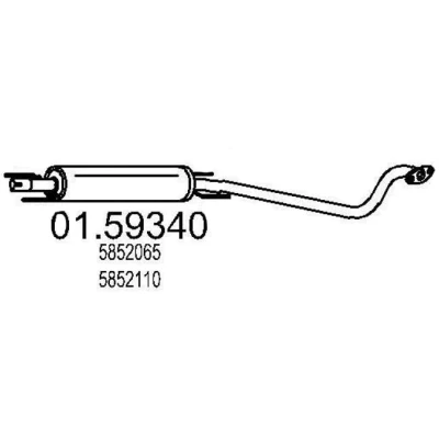 Abbildung von MTS 01.59340 Mittelschalldämpfer 1710 OPEL: Astra G CC, Caravan, Limousine