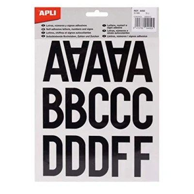 Abbildung von APLI 4450 Sticker Buchstaben, Nummern und Zeichen 50 mm, schwarz