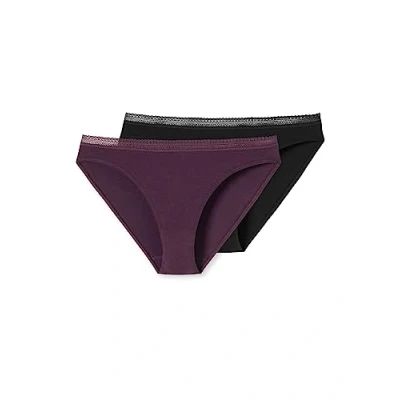 Abbildung von Schiesser 2PACK RIO Slip, Damen, Größe: 48, Schwarz pflaume