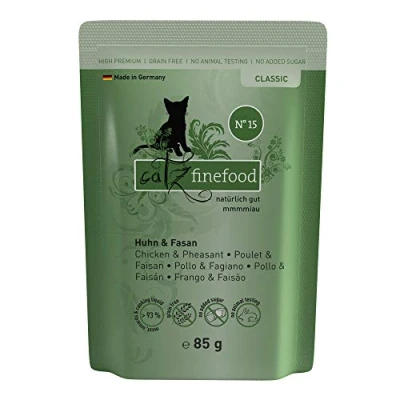 Abbildung von catz finefood N 15 Huhn &amp; Fasan Feinkost Katzenfutter nass, verfeinert mit Quinoa Kresse, 16 x 85g Beutel