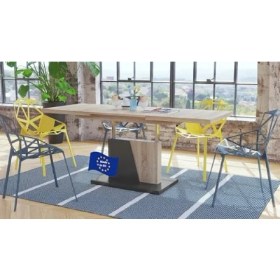 Abbildung von Mazzoni Design Couchtisch Tisch Grand Noir stufenlos höhenverstellbar ausziehbar 120 bis 180cm Esstisch (Sonoma Eiche/Grau matt)