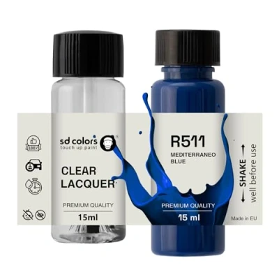 Abbildung von SD COLORS Mediterraneo Blue R511 Ausbesserungslack, 15 ML, Reparatur Pinsel, Farbcode (Farbe + Lack)