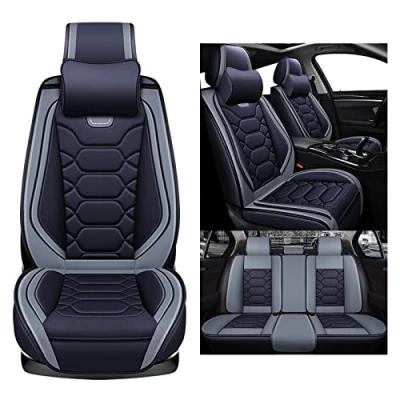 Abbildung von nenyan Autositzbezüge Komplett Set Universal Schonbezüge für Seat Leon 1M 1P FR 5F Sportstourer Estate Auto Sitzbezüge Grau