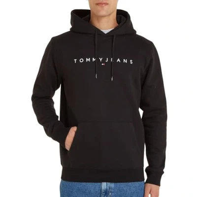 Abbildung von Tommy Jeans Linear LOGO Hoodie Sweatshirt, Herren, Größe: XXL, Black