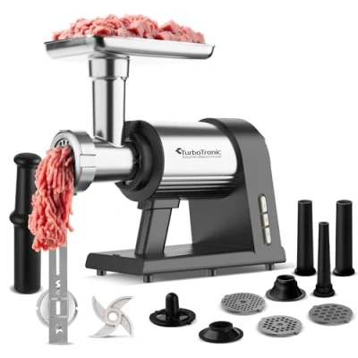 Abbildung von TurboTronic by Z Line Fleischwolf 2600W mit Spritzgebäckvorsatz Metallgetriebe &amp; Edelstahl Messer Meat, Grinder Mincer Wurstfüller Kebbeh Aufsatz Hackfleisch beste Maschine