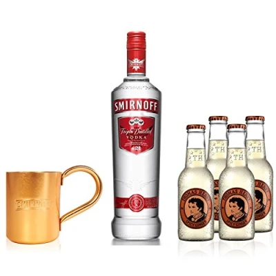 Abbildung von Moscow Mule Set Smirnoff Vodka 0,7l 700ml (40% Vol) + 4x Thomas Henry Spicy Ginger 200ml Becher Inkl. Pfand MEHRWEG