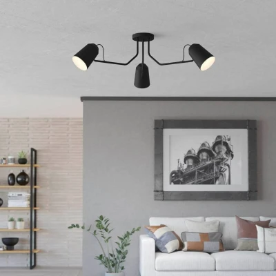 Abbildung von Eglo 900188 Deckenleuchte LORETO E27 3X25W schwarz H:35.5cm Ø114.5cm dimmbar